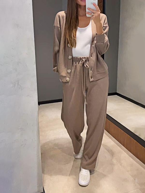 Women's Buttoned Jacket and Pants Two-piece Set (Buy 2 Free Shipping)